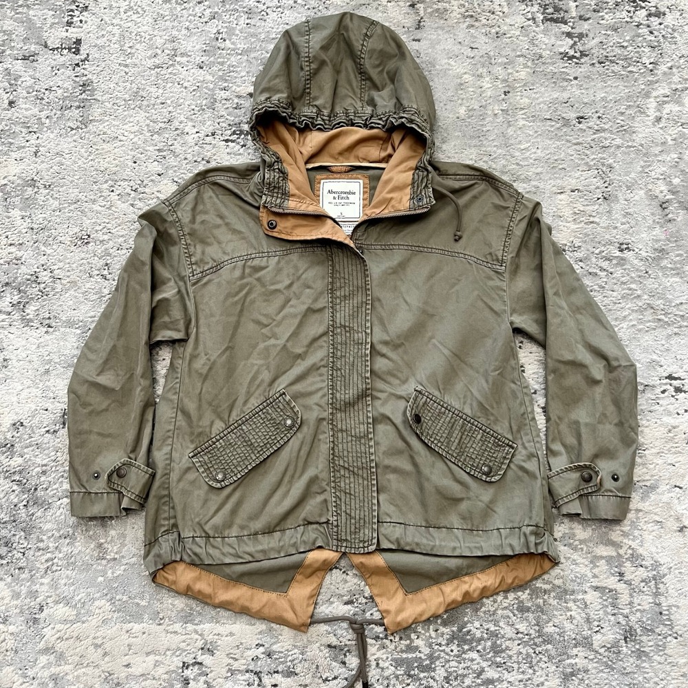 Abercrombie & Fitch Utility Outerwear Jacket Size Small Military Green Hooded